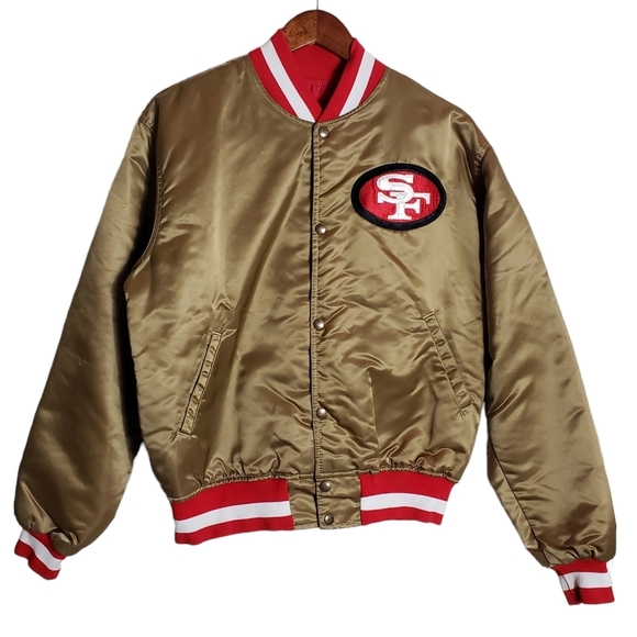 Vtg San Francisco 49ers Starter Jacket Gold Satin Bomber Sz L Old School 80s 90s - Picture 3 of 17
